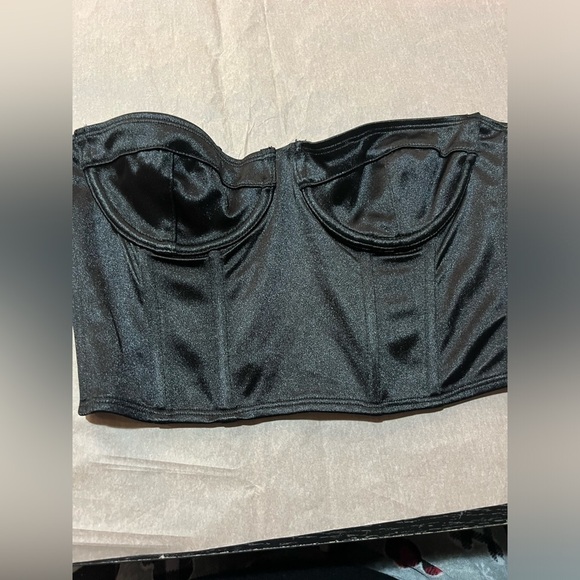Edikted Tops - Edikted Satin Black Cropped Corset Bustier Top SM